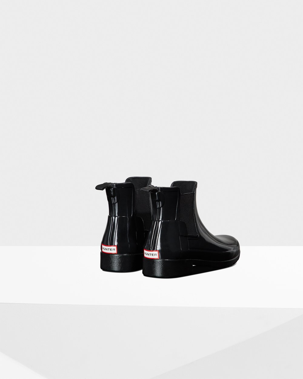 Botas Chelsea Refined Gloss Slim Fit Hunter Mujer - Negros - 508624MIP